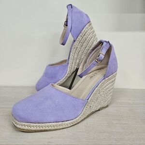 Kayleen - LA - DEANNA - Lilac Suede Ankle-Strap Espadrille Wedges